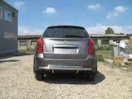 Защита заднего бампера двойная длинная SsangYong ACTYON (d57+d42 (2010-2013)