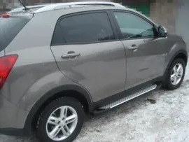 SsangYong Actyon 10 Боковые пороги SAPPHIRE, с крепежом