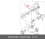 4202521600, Сальник редуктора заднего моста \SsangYong Actyon 06 ,Kyron 05 ,Rexton 02