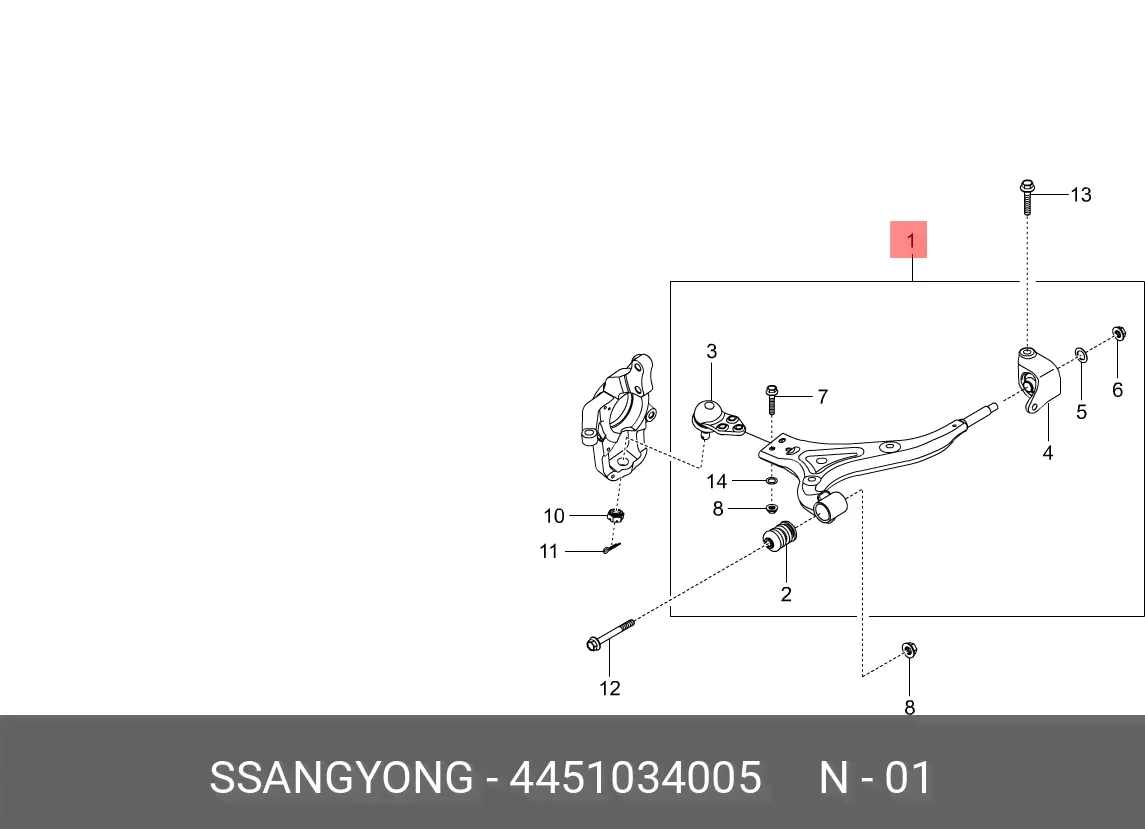Рычаг передний правый Ssangyong 4452034005-0