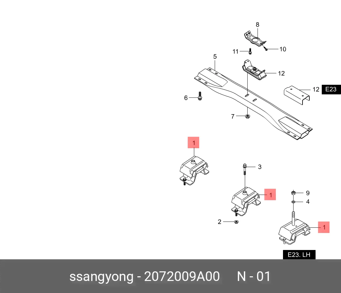 Ssangyong 2072009A00 Подушка двигателя правая