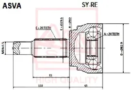 ASVA SY-RE. ШРУС наружный SSANGYONG