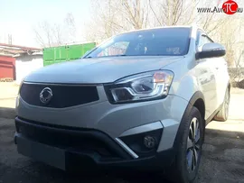 Сетка в решетку радиатора Russtal SSANGYONG Actyon (2010-2013) (черная)